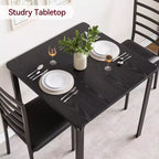 Set di 3 pezzi con tavolo e sedie per cucina/sala da pranzo, set moderno per due, 2 sedie con schienale in metallo, per angolo pranzo, cucina, sala da pranzo