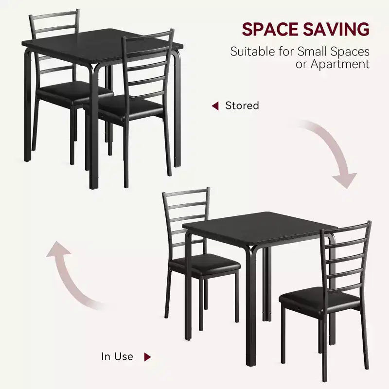 Set di 3 pezzi con tavolo e sedie per cucina/sala da pranzo, set moderno per due, 2 sedie con schienale in metallo, per angolo pranzo, cucina, sala da pranzo