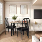 Dining Table, Industrial Modern Wood Farmhouse Square Kitchen Table with Upholstered Chairs, Dining Room Furniture