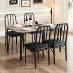 Dining Table, Industrial Modern Wood Farmhouse Square Kitchen Table with Upholstered Chairs, Dining Room Furniture