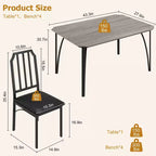 Dining Table, Industrial Modern Wood Farmhouse Square Kitchen Table with Upholstered Chairs, Dining Room Furniture