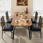 Dining Table, Industrial Modern Wood Farmhouse Square Kitchen Table with Upholstered Chairs, Dining Room Furniture