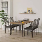 Dining Table, Industrial Modern Wood Farmhouse Square Kitchen Table with Upholstered Chairs, Dining Room Furniture
