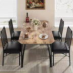 Dining Table, Industrial Modern Wood Farmhouse Square Kitchen Table with Upholstered Chairs, Dining Room Furniture
