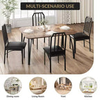 Dining Table, Industrial Modern Wood Farmhouse Square Kitchen Table with Upholstered Chairs, Dining Room Furniture
