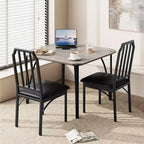 Dining Table, Industrial Modern Wood Farmhouse Square Kitchen Table with Upholstered Chairs, Dining Room Furniture