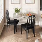 Dining Table, Industrial Modern Wood Farmhouse Square Kitchen Table with Upholstered Chairs, Dining Room Furniture