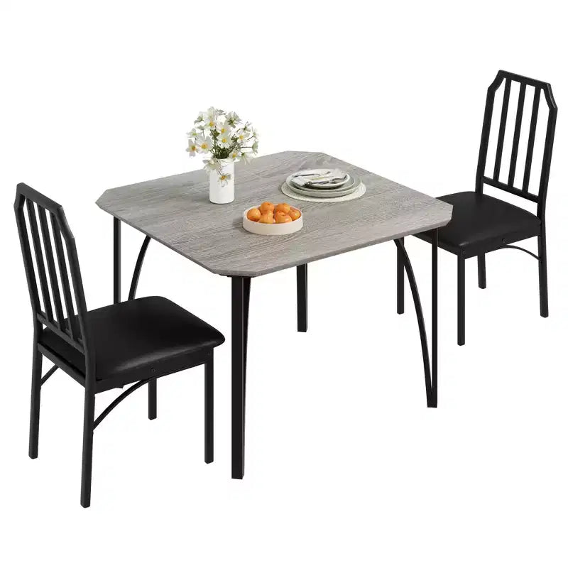 Dining Table, Industrial Modern Wood Farmhouse Square Kitchen Table with Upholstered Chairs, Dining Room Furniture
