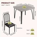 Dining Table, Industrial Modern Wood Farmhouse Square Kitchen Table with Upholstered Chairs, Dining Room Furniture