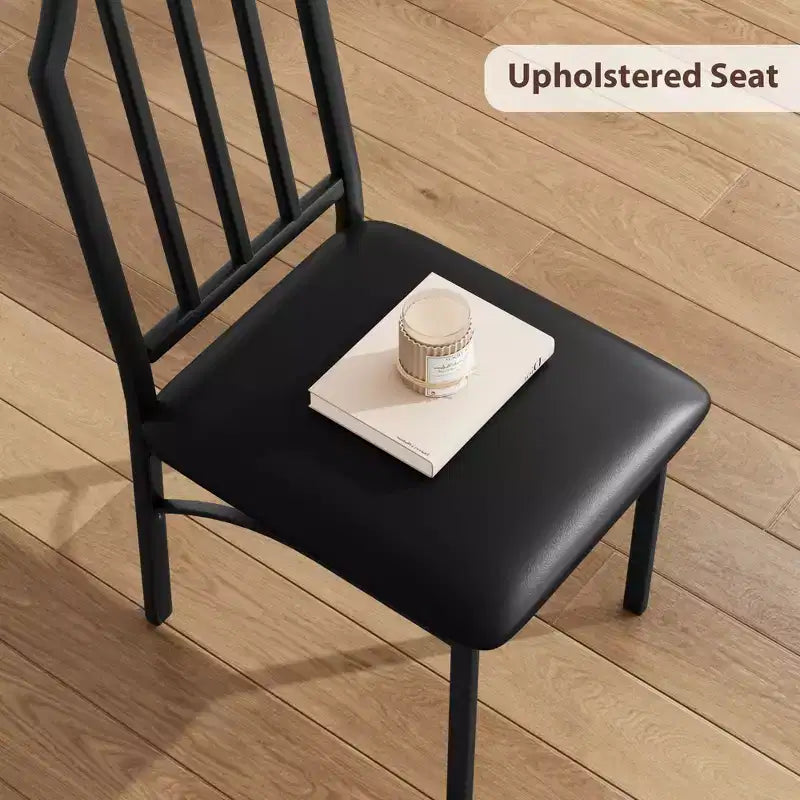 Dining Table, Industrial Modern Wood Farmhouse Square Kitchen Table with Upholstered Chairs, Dining Room Furniture