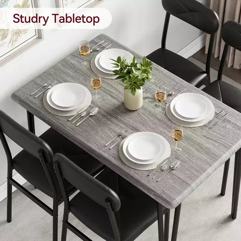 Dining Table Set for 4, Rectangular Kitchen Table and Dinette Accent Set, Modern Wooden Dining Room Furniture Set, for Kitchen Room, Home