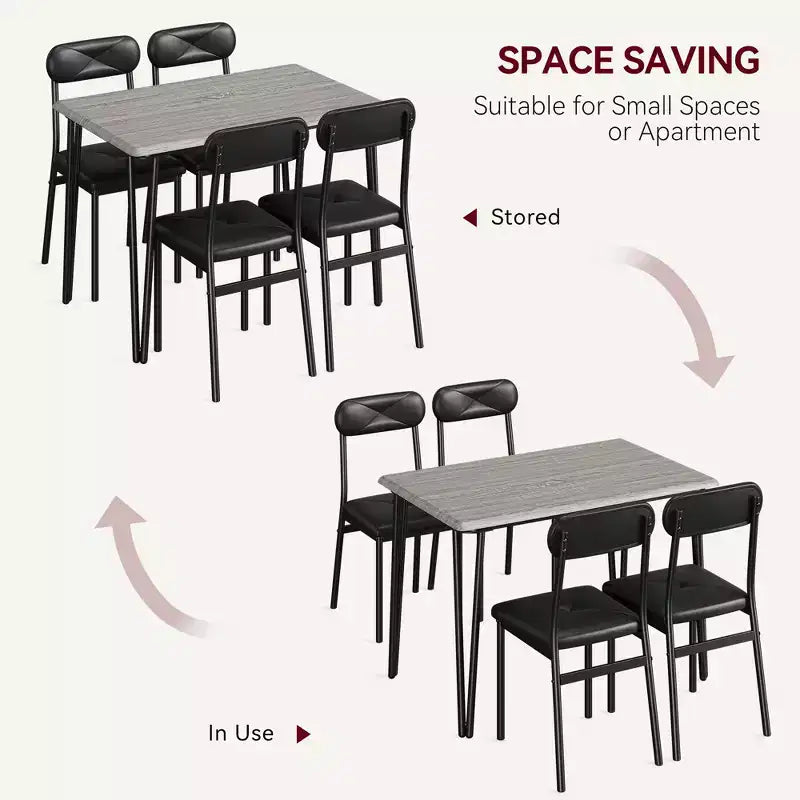 Dining Table Set for 4, Rectangular Kitchen Table and Dinette Accent Set, Modern Wooden Dining Room Furniture Set, for Kitchen Room, Home