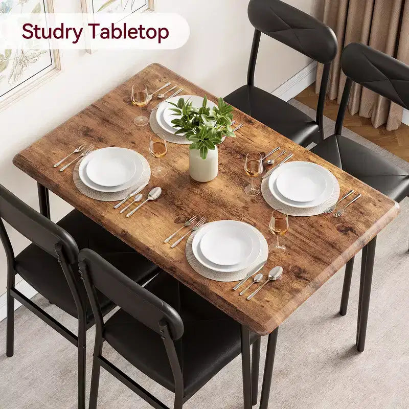 Dining Table Set for 4, Rectangular Kitchen Table and Dinette Accent Set, Modern Wooden Dining Room Furniture Set, for Kitchen Room, Home