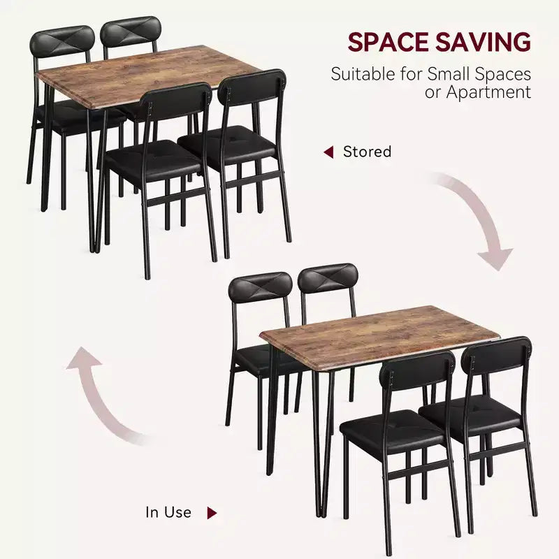 Dining Table Set for 4, Rectangular Kitchen Table and Dinette Accent Set, Modern Wooden Dining Room Furniture Set, for Kitchen Room, Home