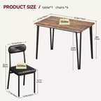 Dining Table Set for 4, Rectangular Kitchen Table and Dinette Accent Set, Modern Wooden Dining Room Furniture Set, for Kitchen Room, Home