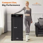 NAYSAYE Walking Treadmill Compact Under Desk Walking Pad Quiet Portable Fitness Machine for Home and Office Exercise, Black, 42.2*22.05*38