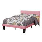 Royal Hampton Wooden Full Bed with Faux Leather Upholstery, Pink