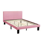 Royal Hampton Wooden Full Bed with Faux Leather Upholstery, Pink