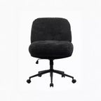 Cross-Leg Chair on Wheels: Wider Thick Seat, Swivel Ergonomic Desk/Vanity, Black