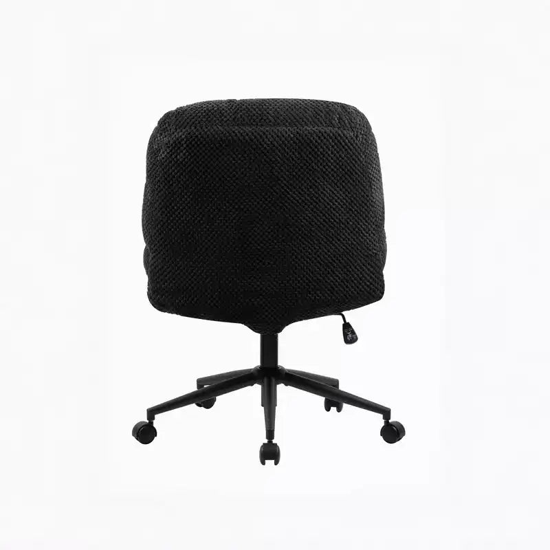 Cross-Leg Chair on Wheels: Wider Thick Seat, Swivel Ergonomic Desk/Vanity, Black