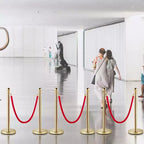 VEVOR Corde e Paletti in Velluto, Corda Rossa da 1,5 m, Paletto in Acciaio Inox Dorato con Parte Superiore a Sfera, Barriera di Controllo Folla Rossa Utilizzata per Teatri, Oro
