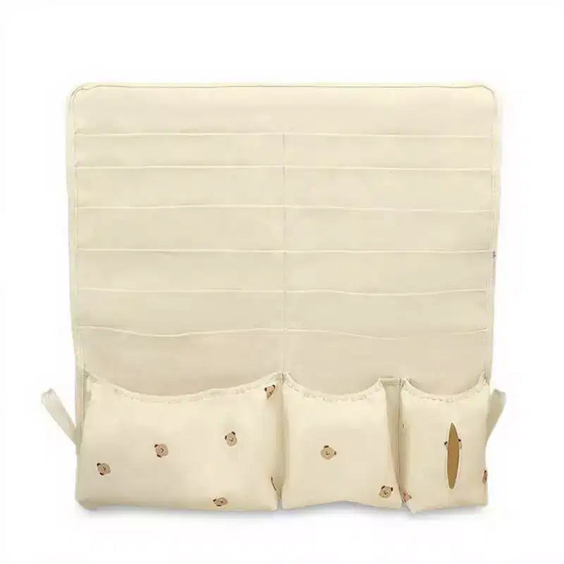 Alilang Hanging Organizer with Multi-Pocket Storage and Cute Pattern Accents 11x10in - Light Beige