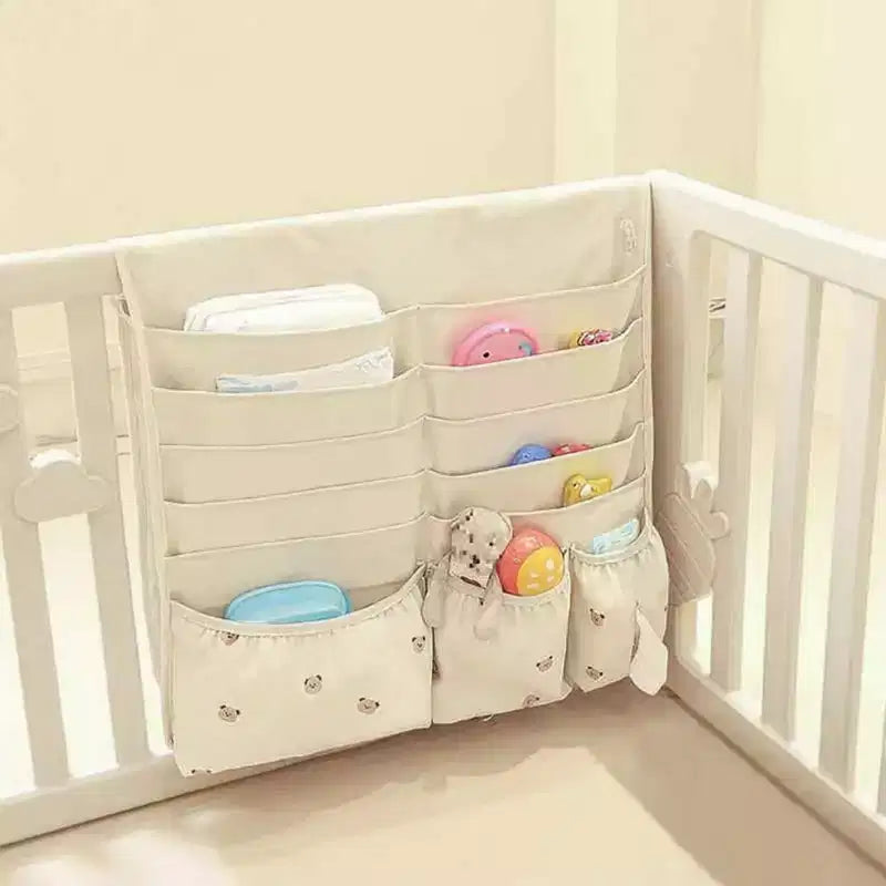 Organizer da Appendere Alilang con Tasche Multiple e Dettagli a Fantasia Carini 28x25cm - Beige Chiaro