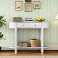 Luxystar Retro Console Table with Curved Design and Smooth Glaze for Entryways and Living Rooms, Antique White