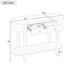 Luxystar Retro Console Table with Curved Design and Smooth Glaze for Entryways and Living Rooms, Antique White