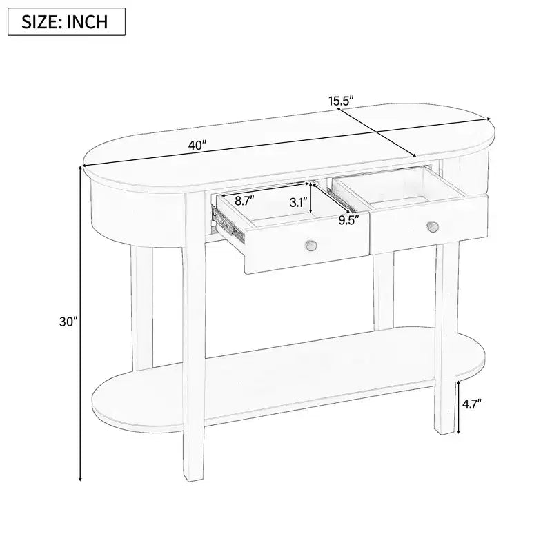 Luxystar Retro Console Table with Curved Design and Smooth Glaze for Entryways and Living Rooms, Antique White
