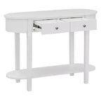 Luxystar Retro Console Table with Curved Design and Smooth Glaze for Entryways and Living Rooms, Antique White