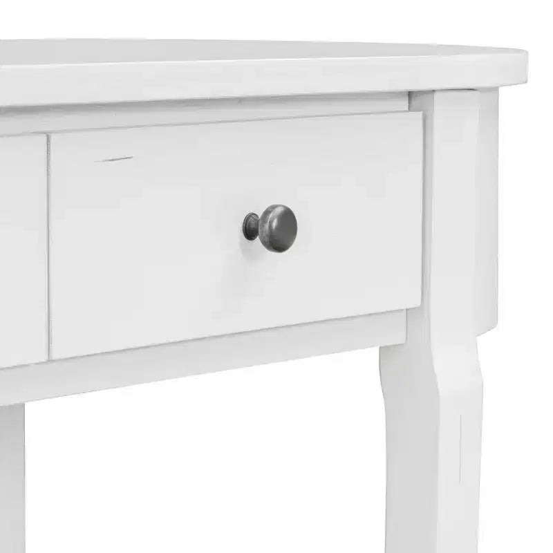 Luxystar Retro Console Table with Curved Design and Smooth Glaze for Entryways and Living Rooms, Antique White