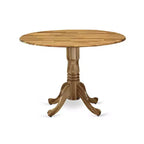 Set da pranzo rotondo a 3 pezzi con piano in legno massello con finitura a olio naturale - 4 posti a sedere