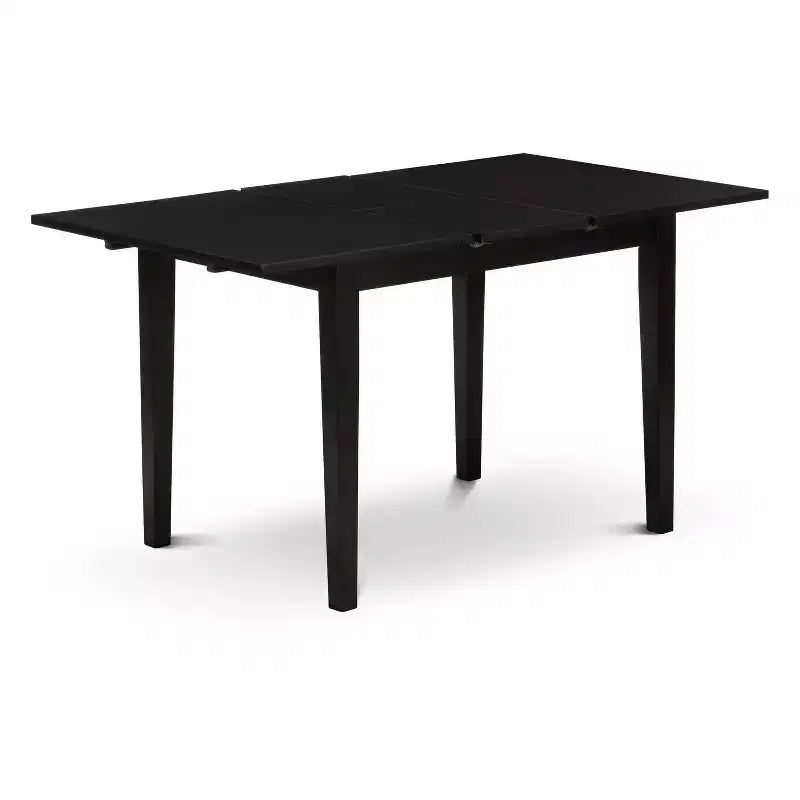 HomeStock 3-Piece Black Finish Rectangular Solid Wood Top With Butterfly Leaf Dining Table Set