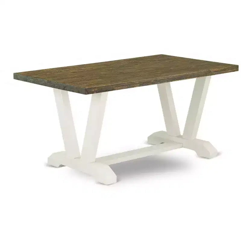 HomeStock Tavolo da Pranzo Rettangolare 7 Pezzi con Piano in Legno Massello Finitura Rovere Naturale e 6 Sedie