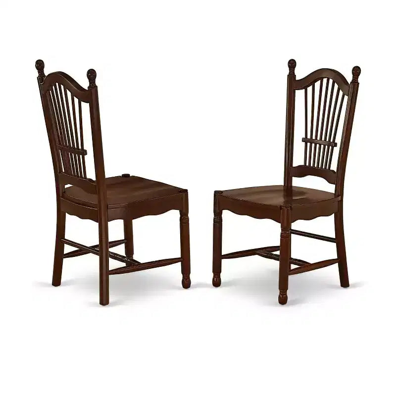 HomeStock - Tavolo da pranzo rotondo con piano in legno massello e finitura mogano, 5 pezzi, con 4 sedie con ante a ribalta