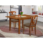 HomeStock 3-Piece Saddle Brown Finish Solid Wood Top Dining Table Set