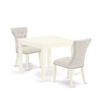 Modern 3-Piece Kitchen Dining Set - Table & 2 Parsons Chairs - Linen White Finish
