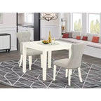 Set da pranzo moderno 3 pezzi per cucina - Tavolo e 2 sedie Parsons - Finitura bianco lino