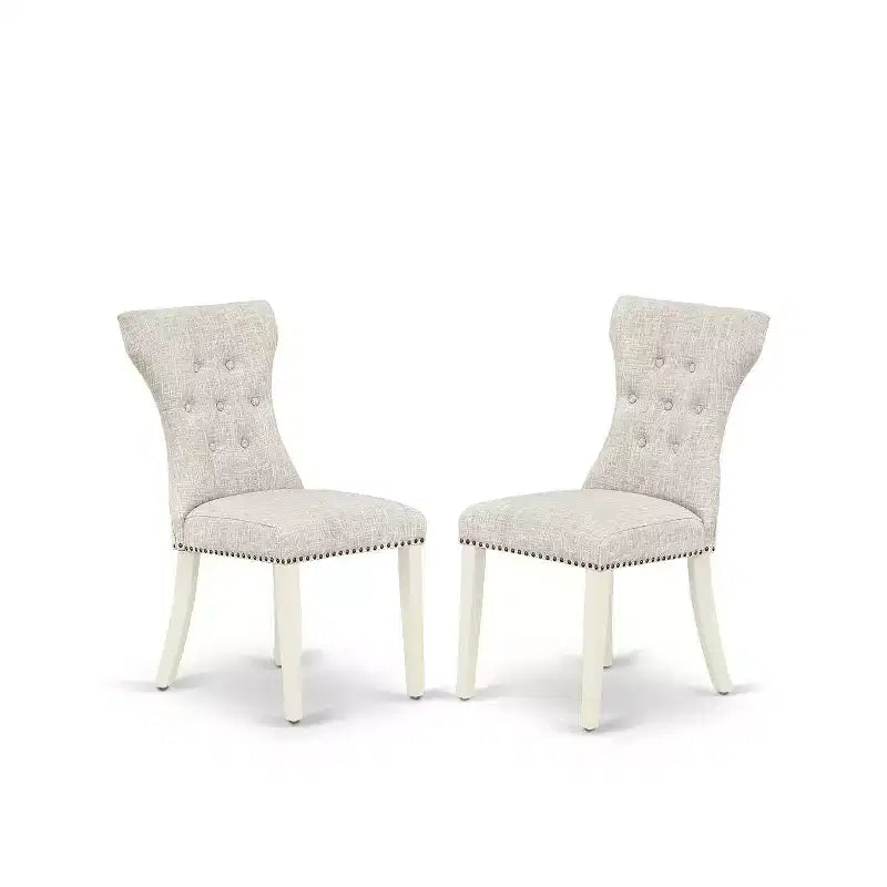 Set da pranzo moderno 3 pezzi per cucina - Tavolo e 2 sedie Parsons - Finitura bianco lino