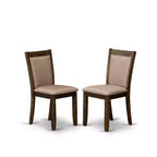 HomeStock 5-Piece Distressed Jacobean Finish Solid Wood Top Dining Table with 4-Parson Chair
