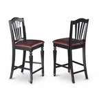 Set da Pranzo HomeStock 3 Pezzi in Legno Massello Finitura Nera con Tavolo ad Altezza Bancone