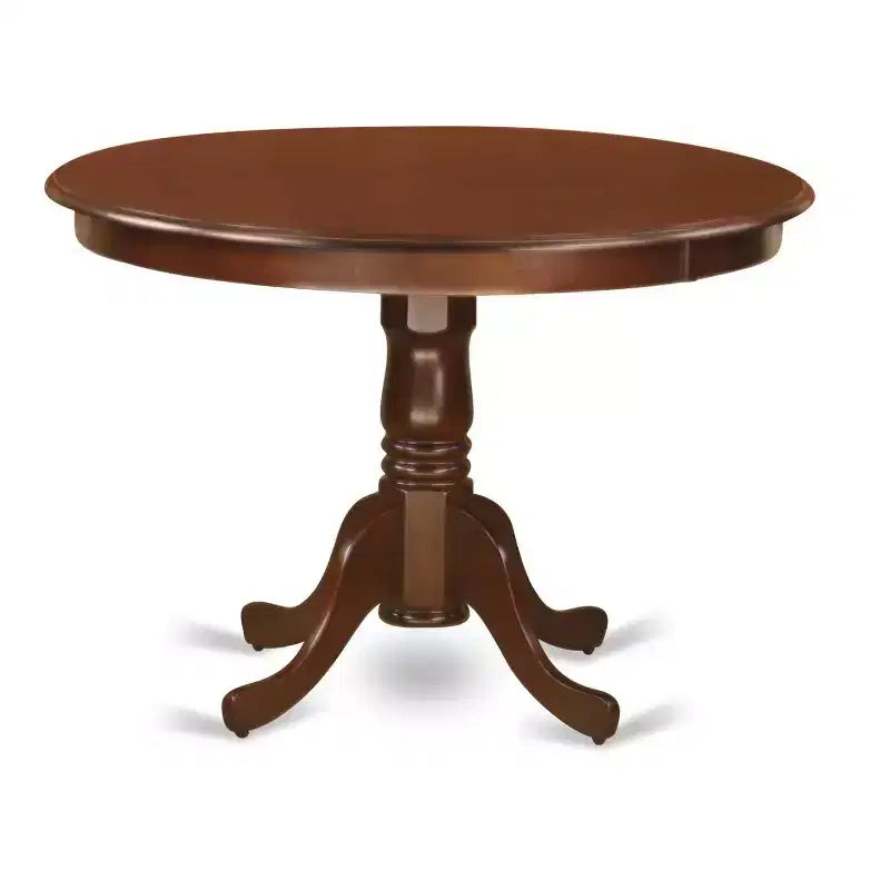 Set da pranzo rotondo 5 pezzi - Tavolo da 42 pollici e 4 sedie Parsons - Tessuto in lino color crema - Gambe in mogano - Sala da pranzo per la casa