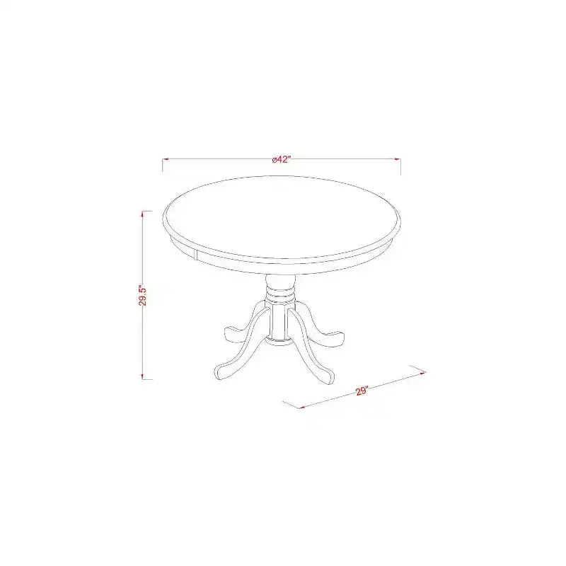 Victorian Dinette Set for 4 - 42 Inch Round Table & 4 Chairs - Mahogany Finish Dining Room Furniture
