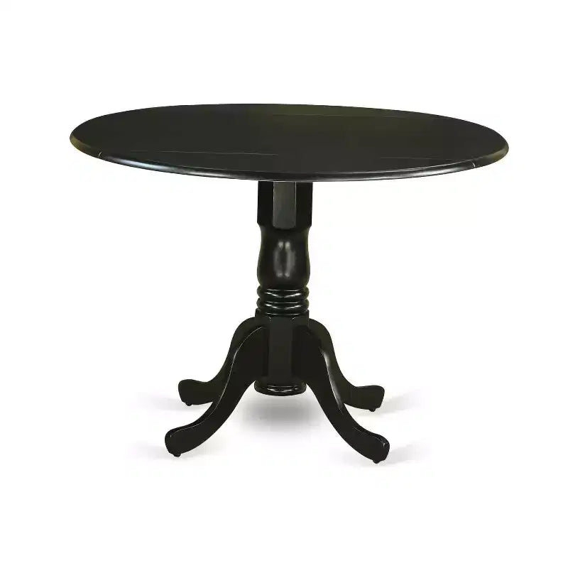 Tavolo da pranzo HomeStock 5 pezzi con piano in legno massello finitura nera con 4 sedie con schienale a doghe a ribalta