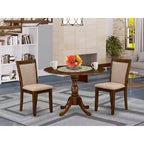 Set Sala da Pranzo 3 Pezzi in Noce Massello Antico - Top in Legno Massello - Sedie Imbottite - Posti a sedere: 4
