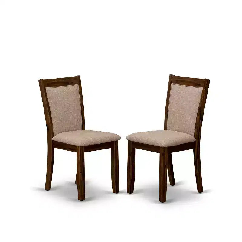 Set Sala da Pranzo 3 Pezzi in Noce Massello Antico - Top in Legno Massello - Sedie Imbottite - Posti a sedere: 4