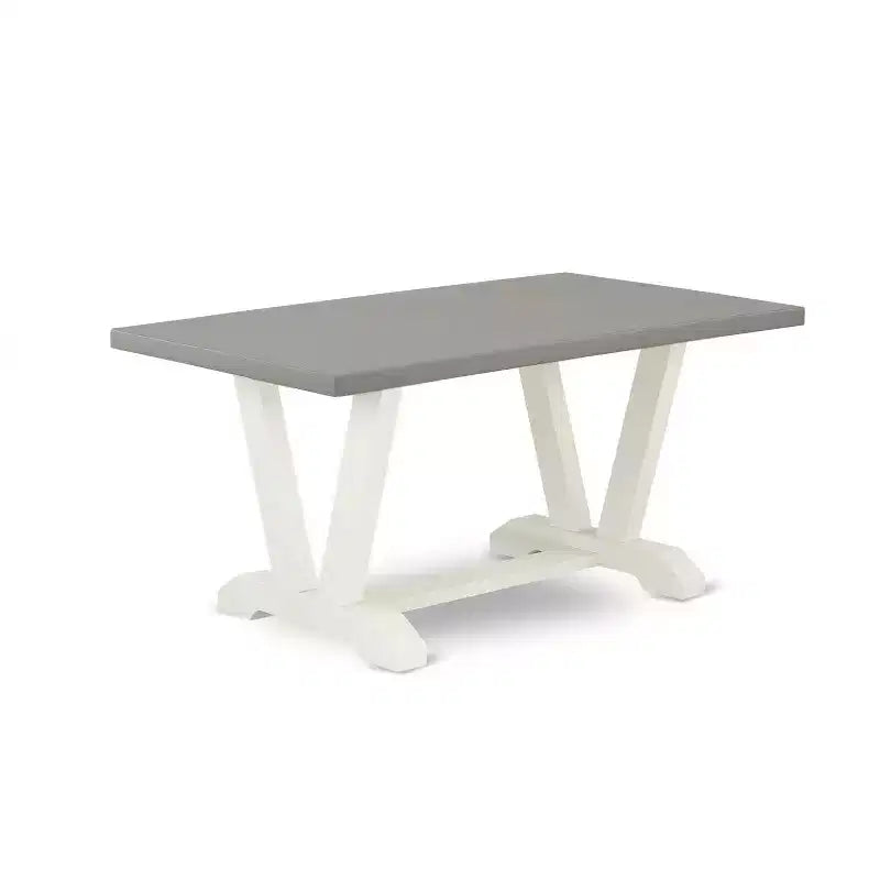 HomeStock Tavolo da pranzo a 5 pezzi con piano in legno massello e finitura bianca laccata spazzolata e 4 sedie imbottite