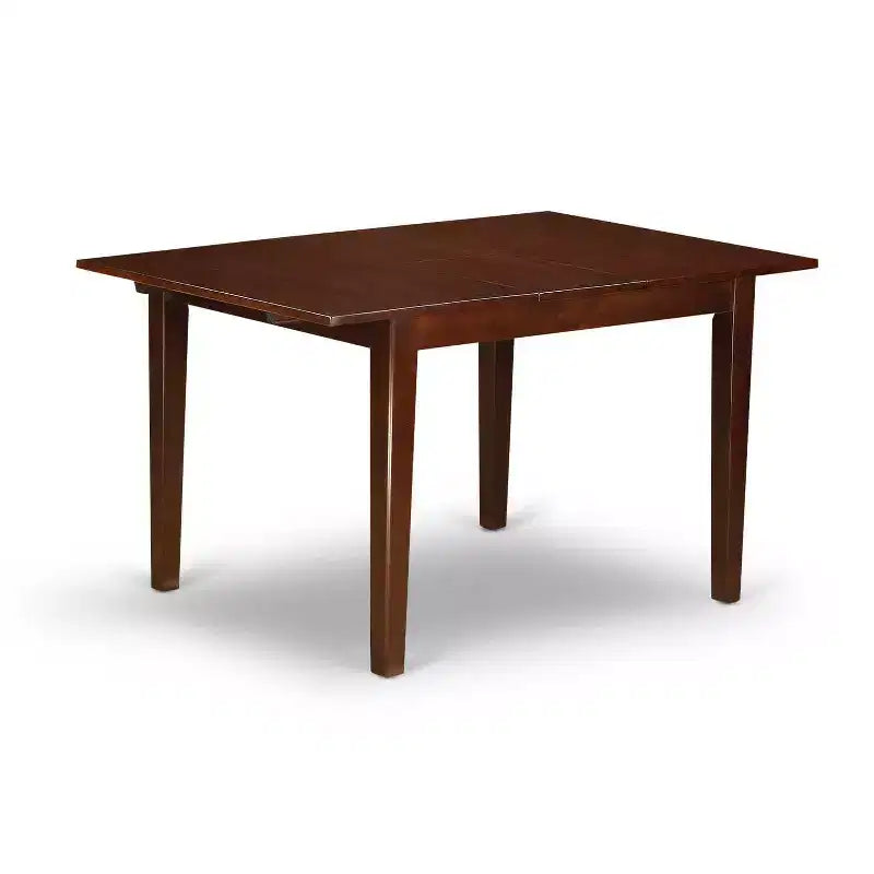 Set da pranzo rettangolare a 5 pezzi in legno massello con finitura mogano (4 posti)