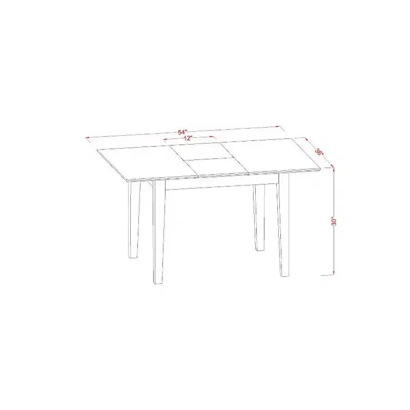 Set da pranzo rettangolare a 5 pezzi in legno massello con finitura mogano (4 posti)